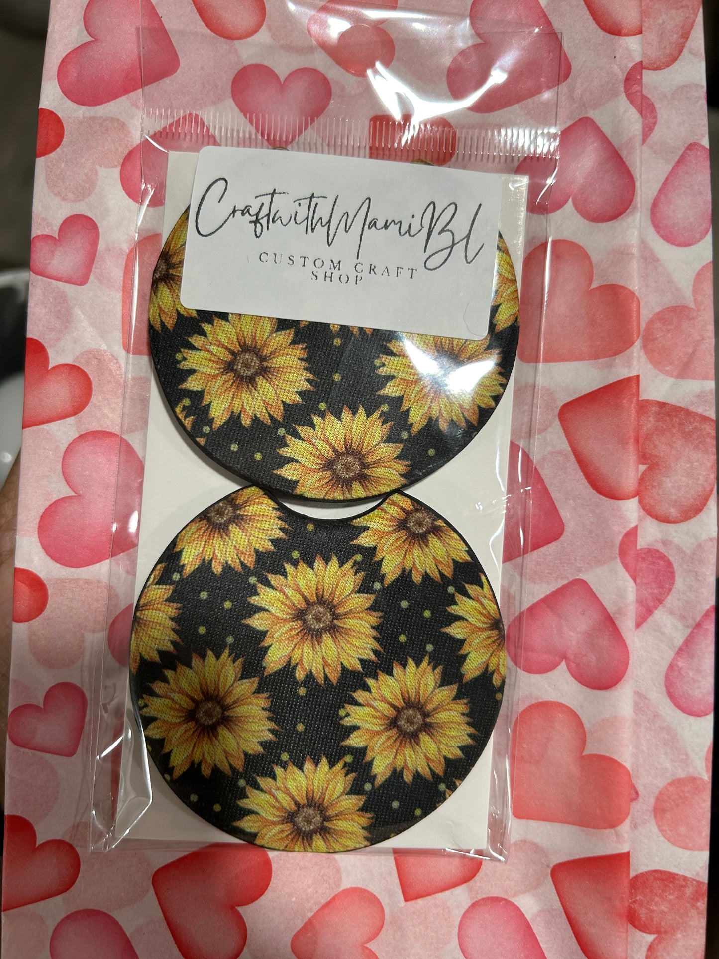 Cutesy Sunflower vibes Car Coasters
