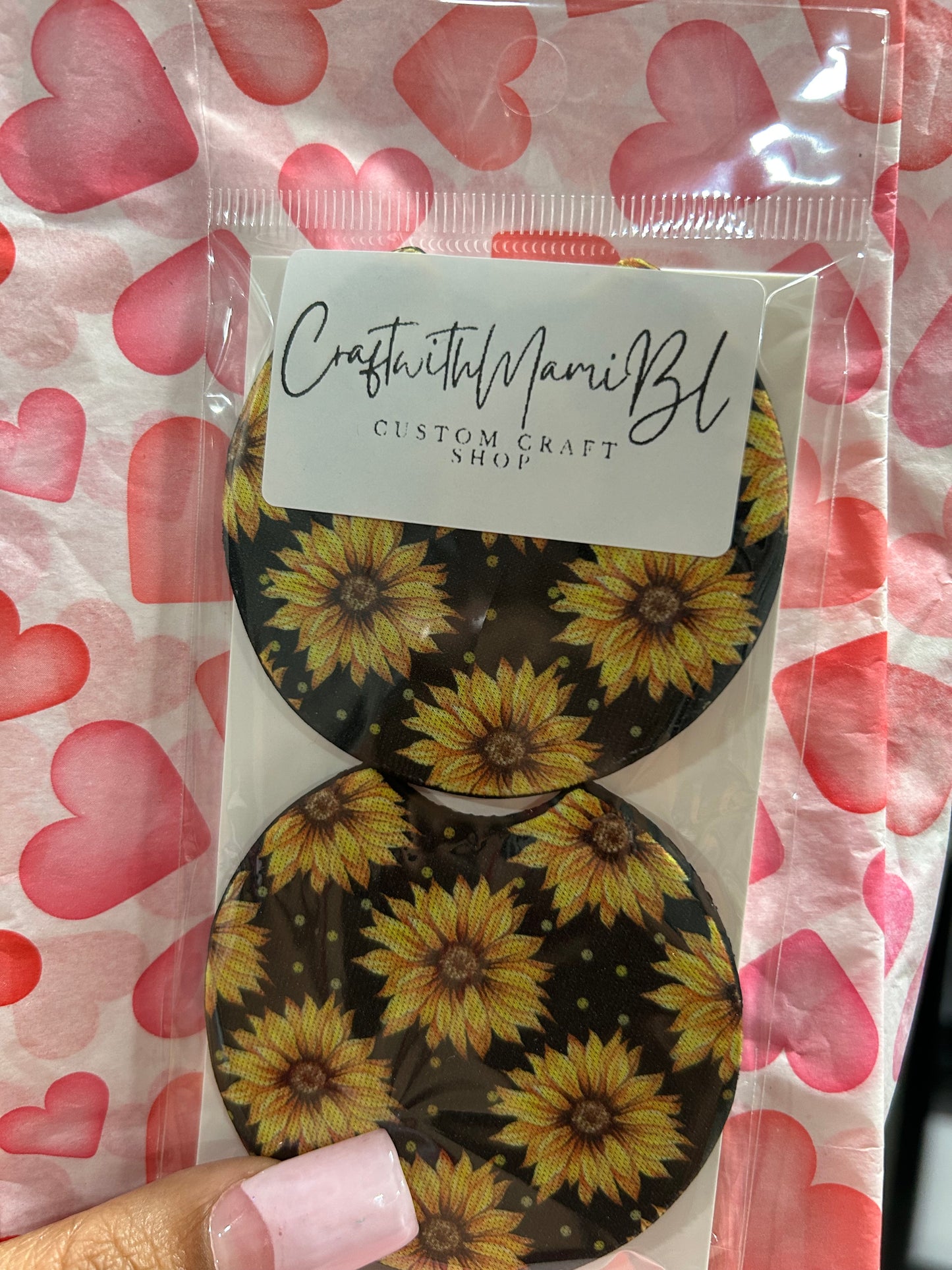 Cutesy Sunflower vibes Car Coasters