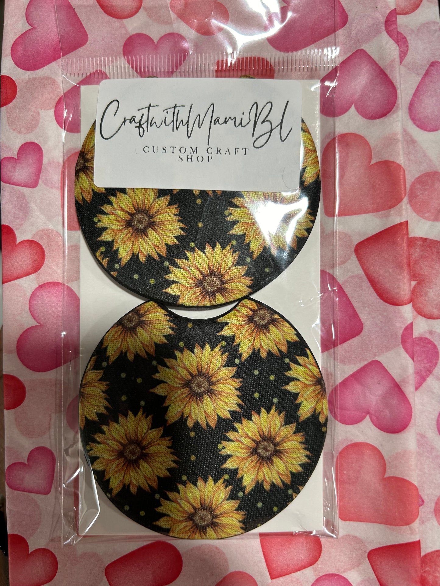 Cutesy Sunflower vibes Car Coasters