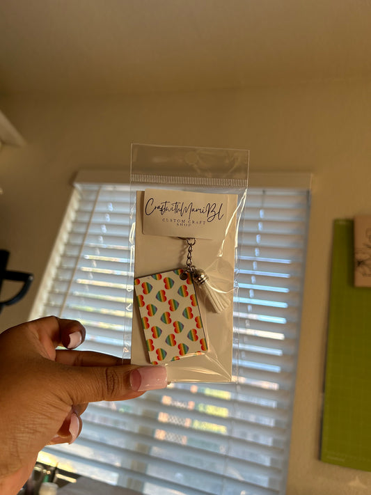 Rainbow Hearts Keychain