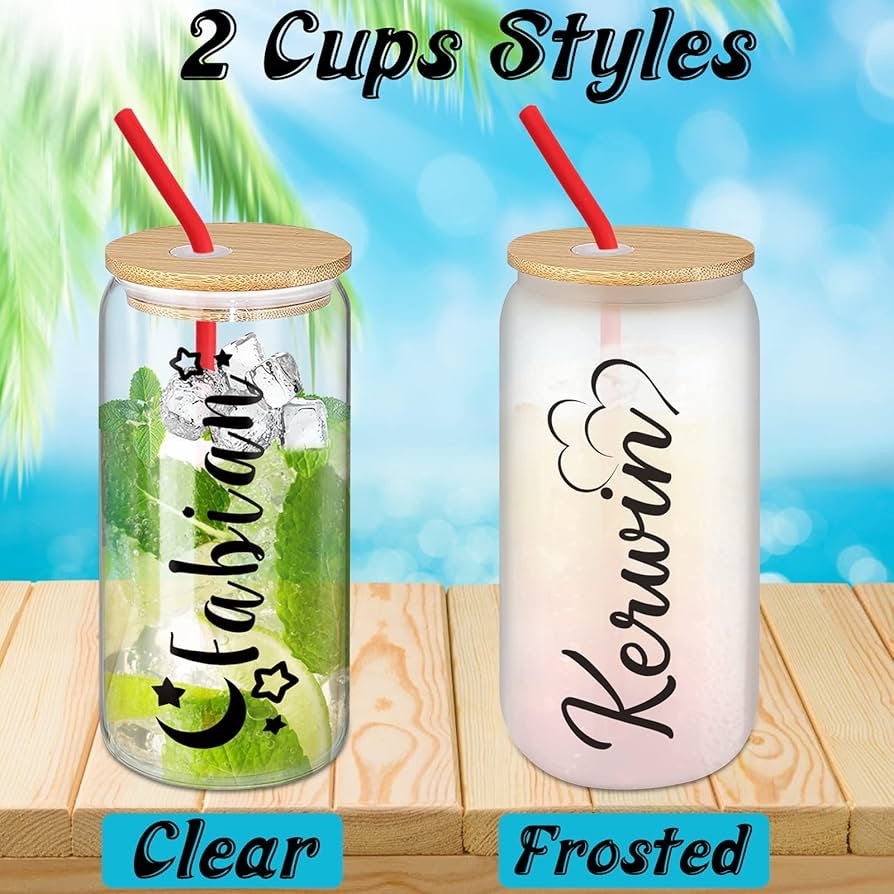 Custom 16oz Frosted and Clear Glass (sublimation)