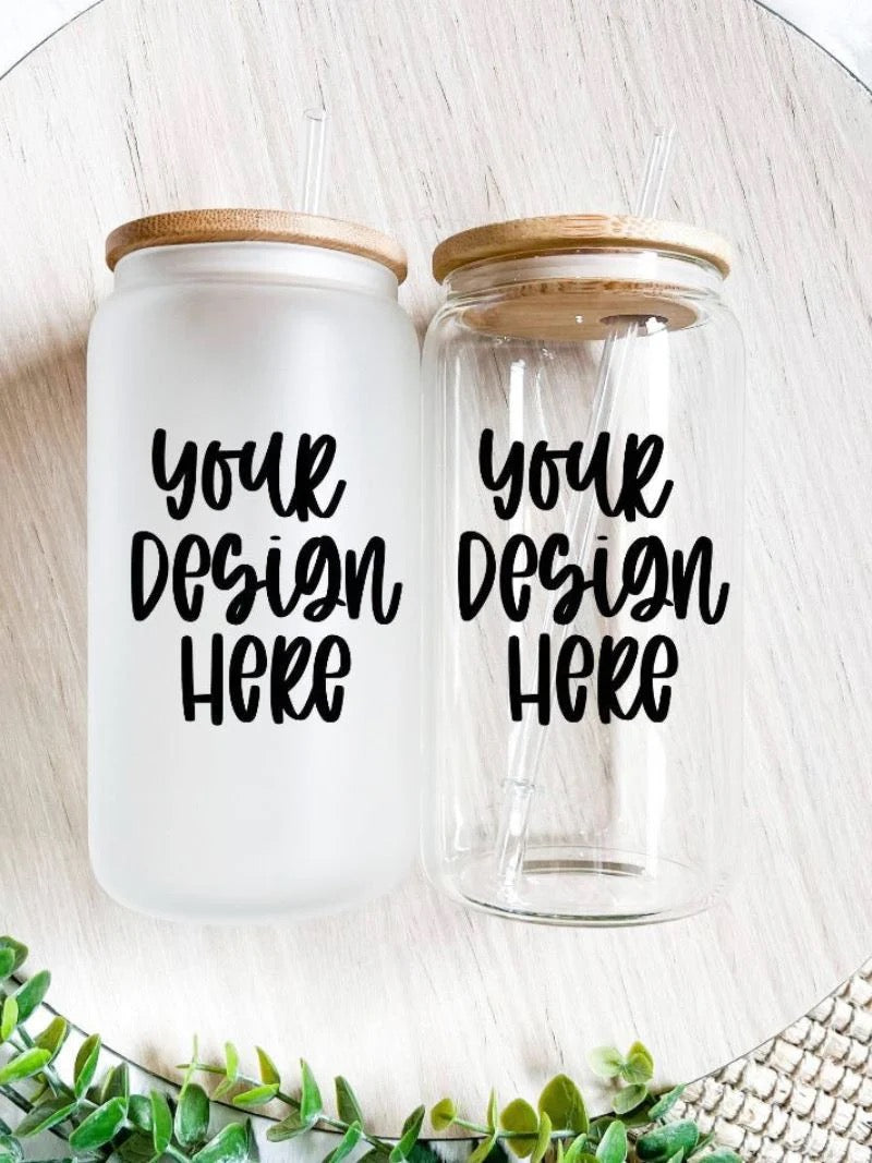 Custom 16oz Frosted and Clear Glass (sublimation)