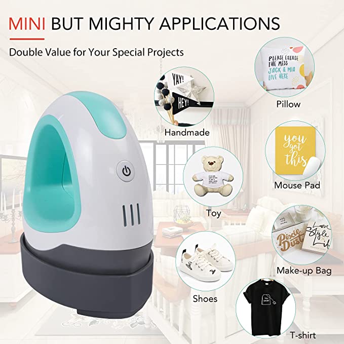 HTVRONT Portable MINI Heat Press Machine T-shirts Printing DIY Easy Heating Transfer Iron On HTV for Clothes Bags Hats Pads