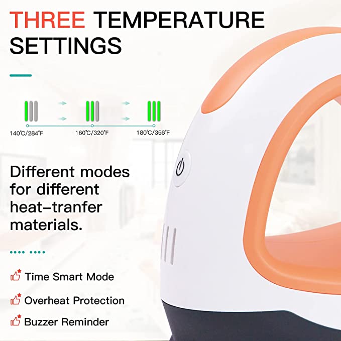 HTVRONT Portable MINI Heat Press Machine T-shirts Printing DIY Easy Heating Transfer Iron On HTV for Clothes Bags Hats Pads
