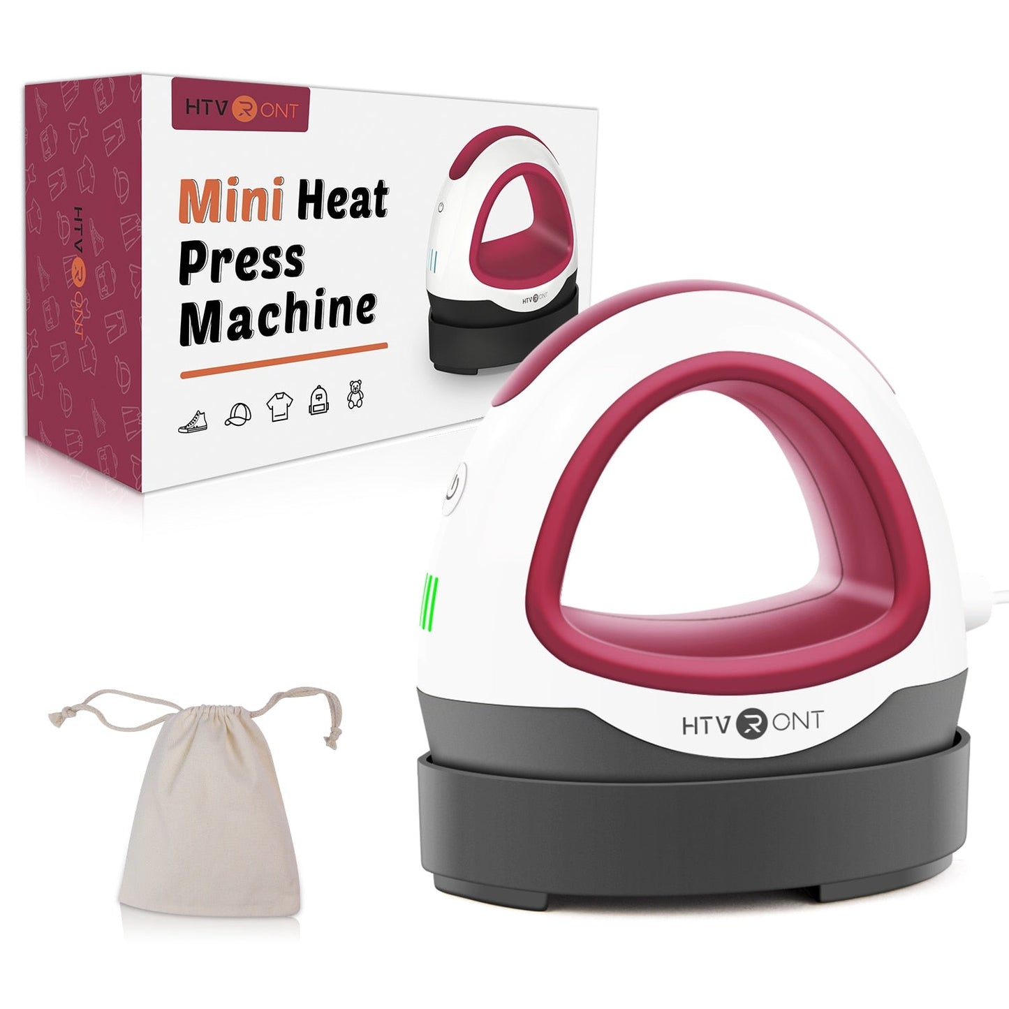 HTVRONT Portable MINI Heat Press Machine T-shirts Printing DIY Easy Heating Transfer Iron On HTV for Clothes Bags Hats Pads