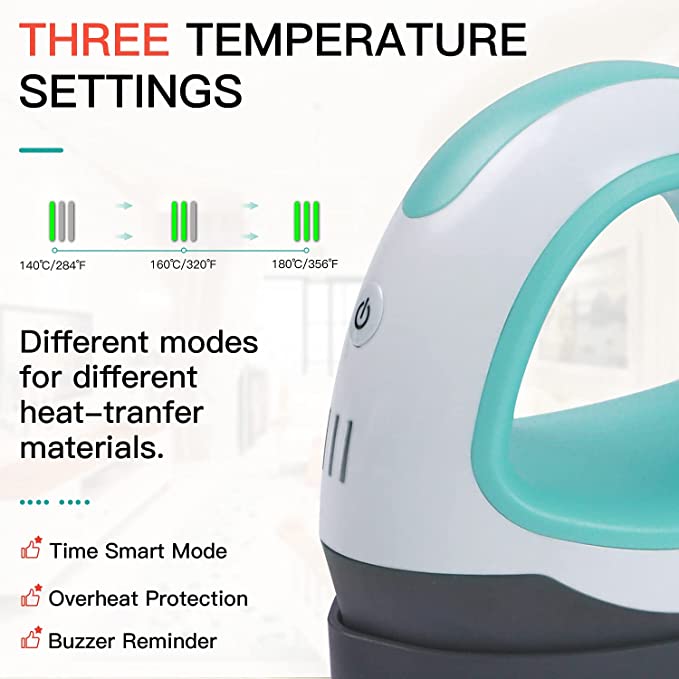 HTVRONT Portable MINI Heat Press Machine T-shirts Printing DIY Easy Heating Transfer Iron On HTV for Clothes Bags Hats Pads