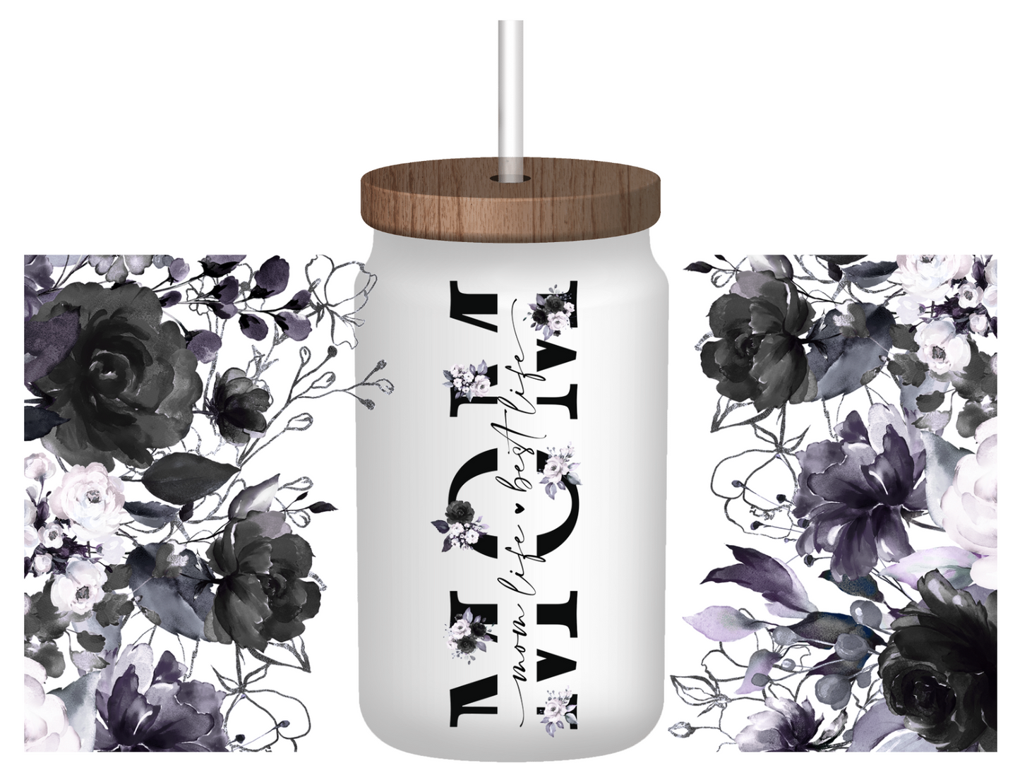 Mom floral 16oz glass cup
