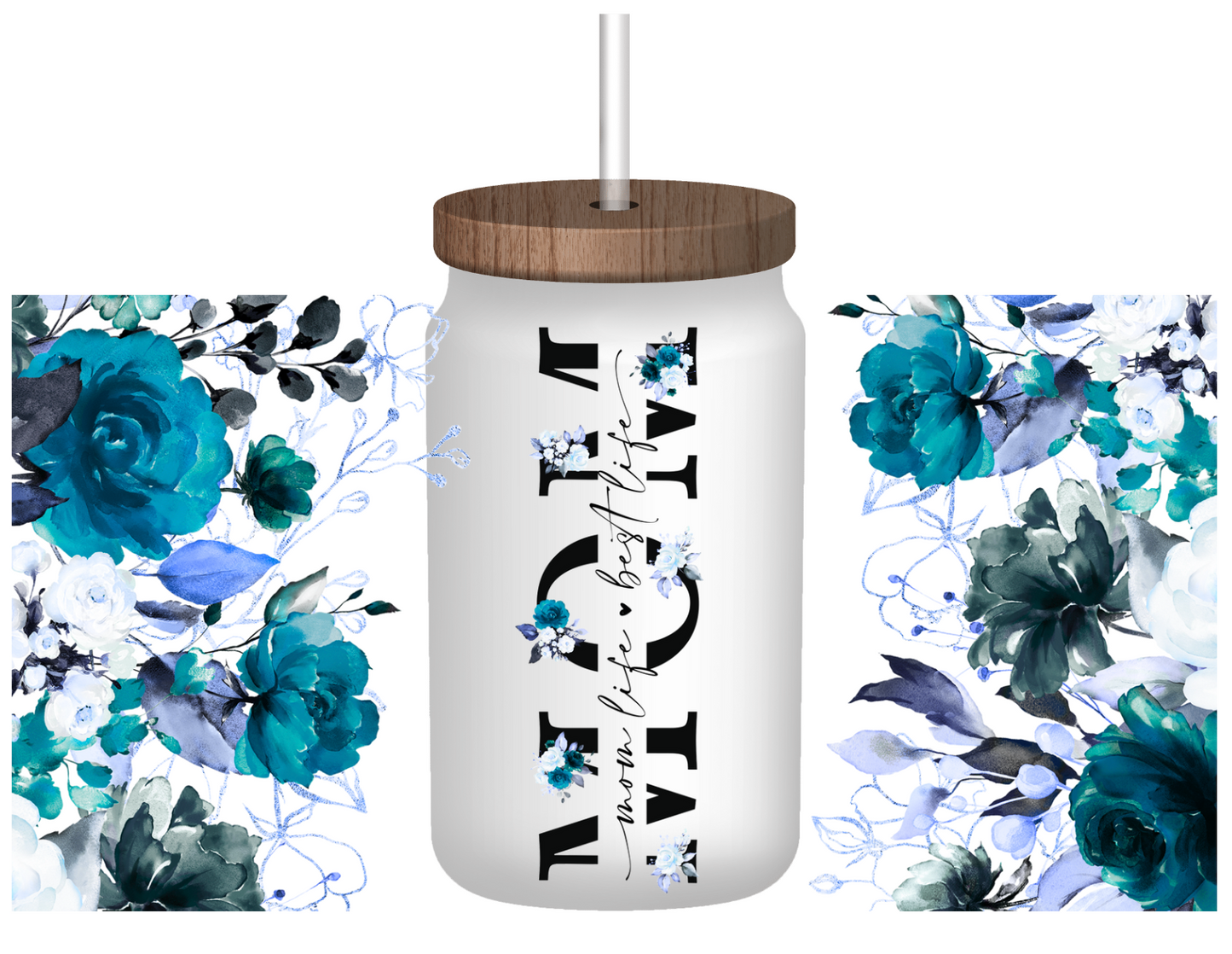 Mom floral 16oz glass cup