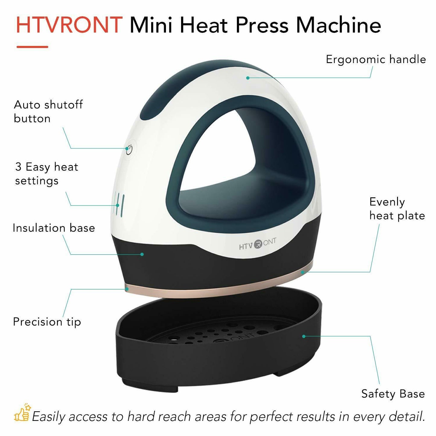 HTVRONT Portable MINI Heat Press Machine T-shirts Printing DIY Easy Heating Transfer Iron On HTV for Clothes Bags Hats Pads
