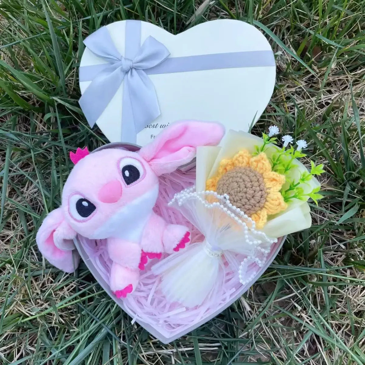 Kawaii Stitch Plush Gift Box – Heart Shaped with Roses, Valentine’s Day Gift Set