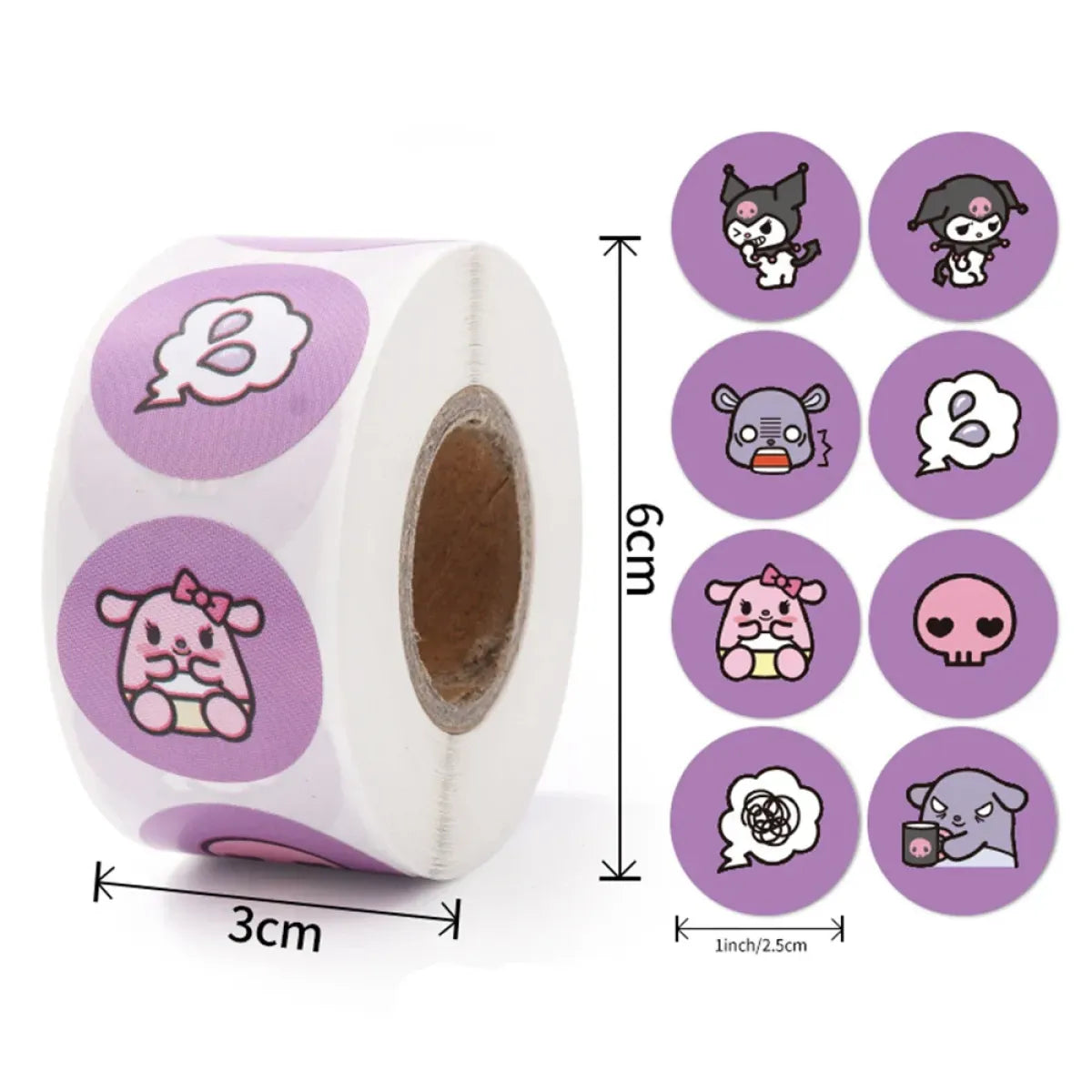 500PCS Cute Kuromi, Pochacco, My Melody Cartoon Stickers