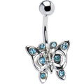 Gemmed Solar Blue Butterfly Belly Ring