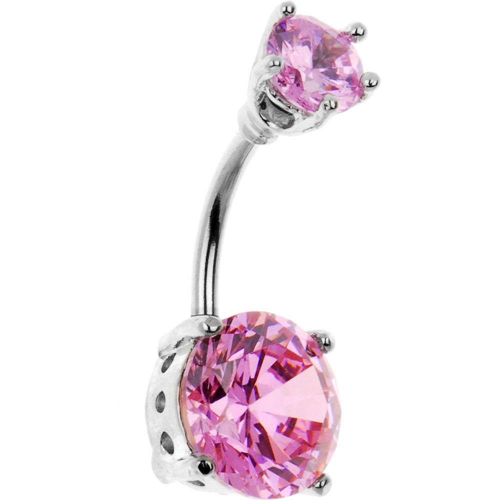 Pink 10mm Round Cubic Zirconia Belly Ring