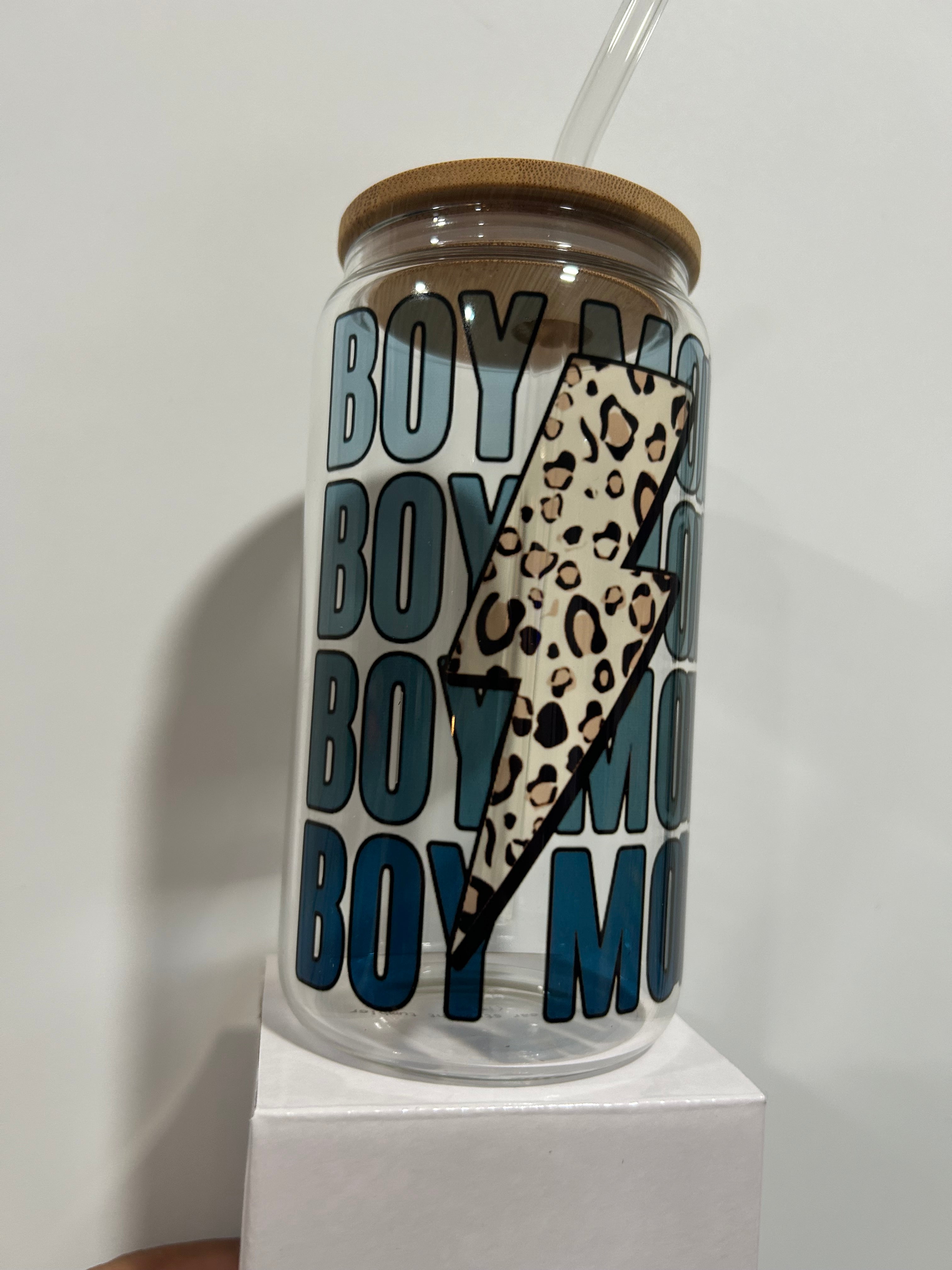 Boy Mom Cheetah bolt 16oz cup