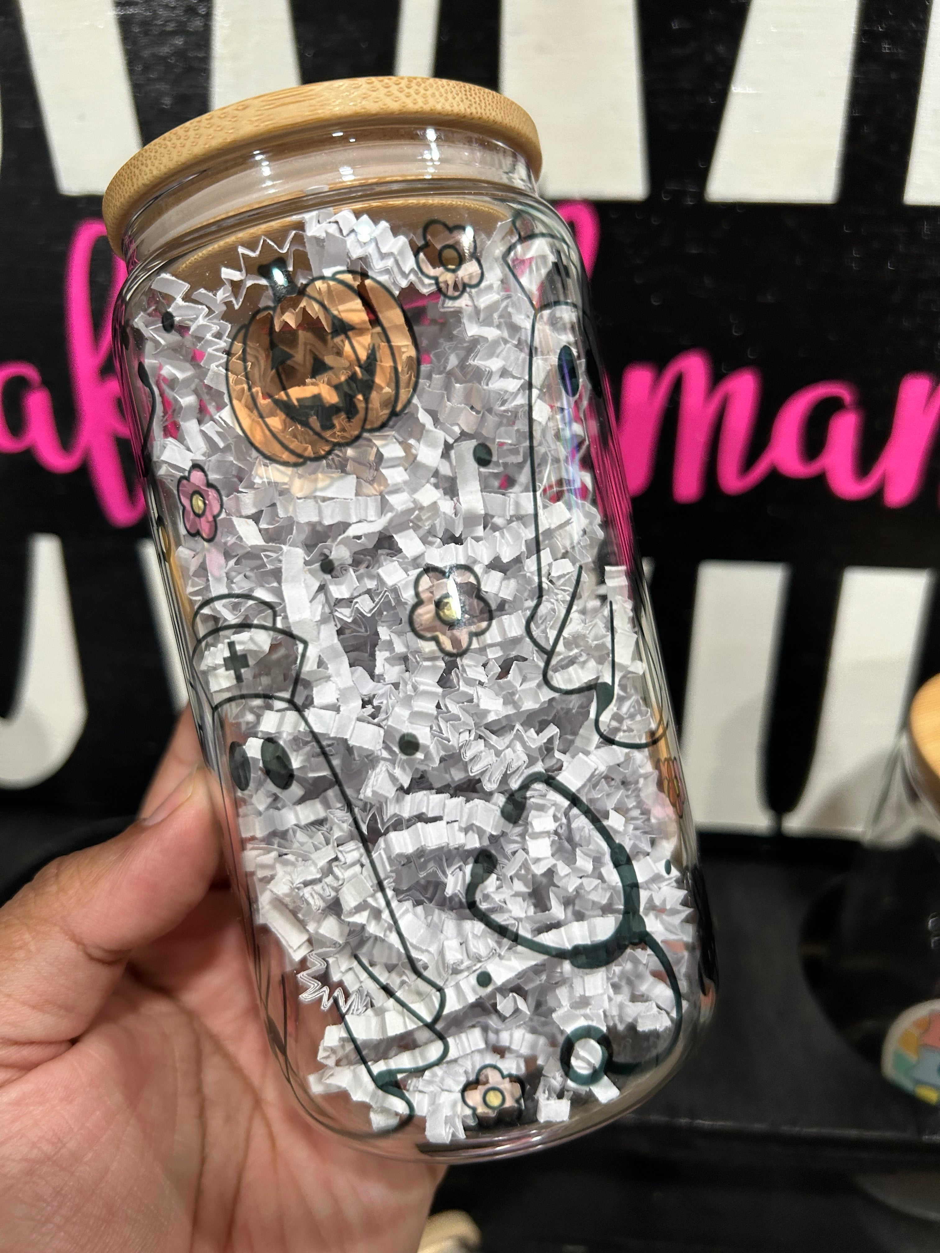 Spooky Nurse 16oz Glass cup