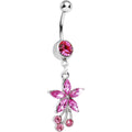 Wild Flower Pink CZ Belly Ring