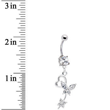 Clear CZ Flight of Fancy Butterfly Belly Ring