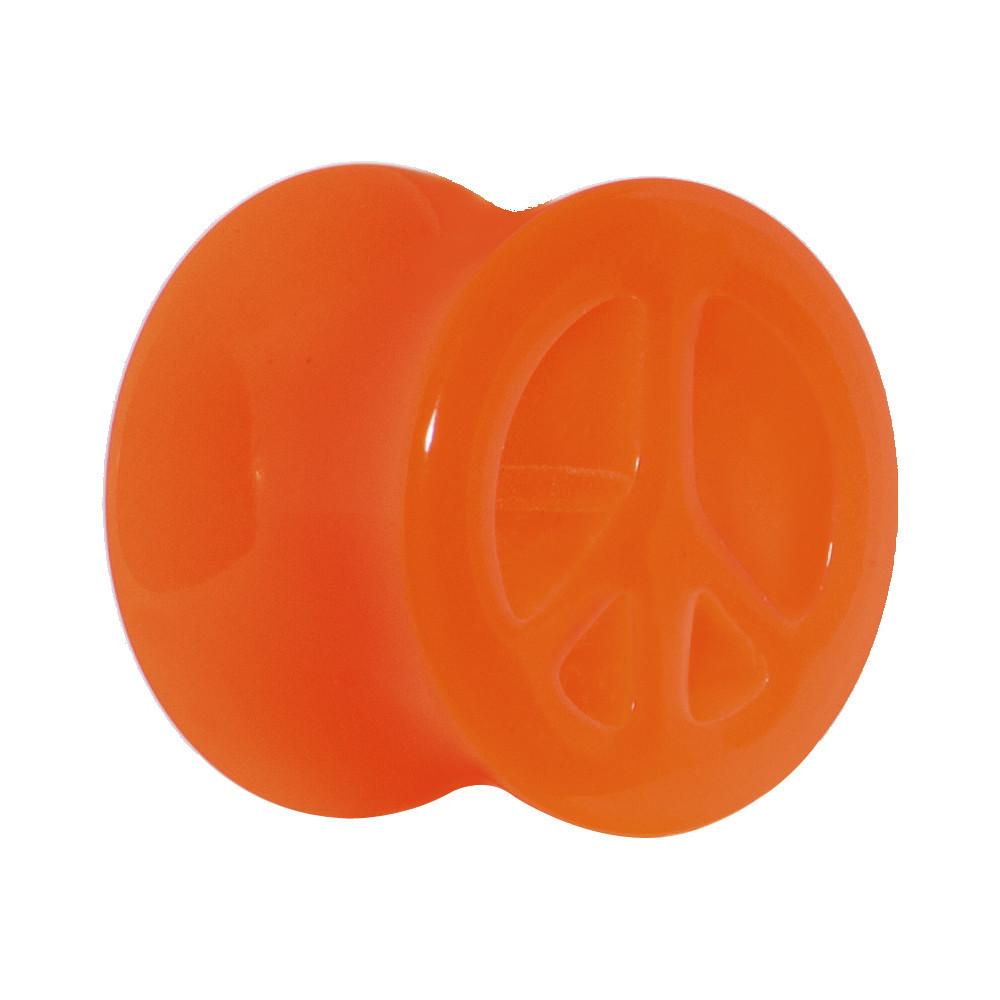 Acrylic Neon Orange Peace Sign Tunnel Plug 2G to 20mm