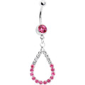 Clear Pink Jeweled Teardrop Belly Ring
