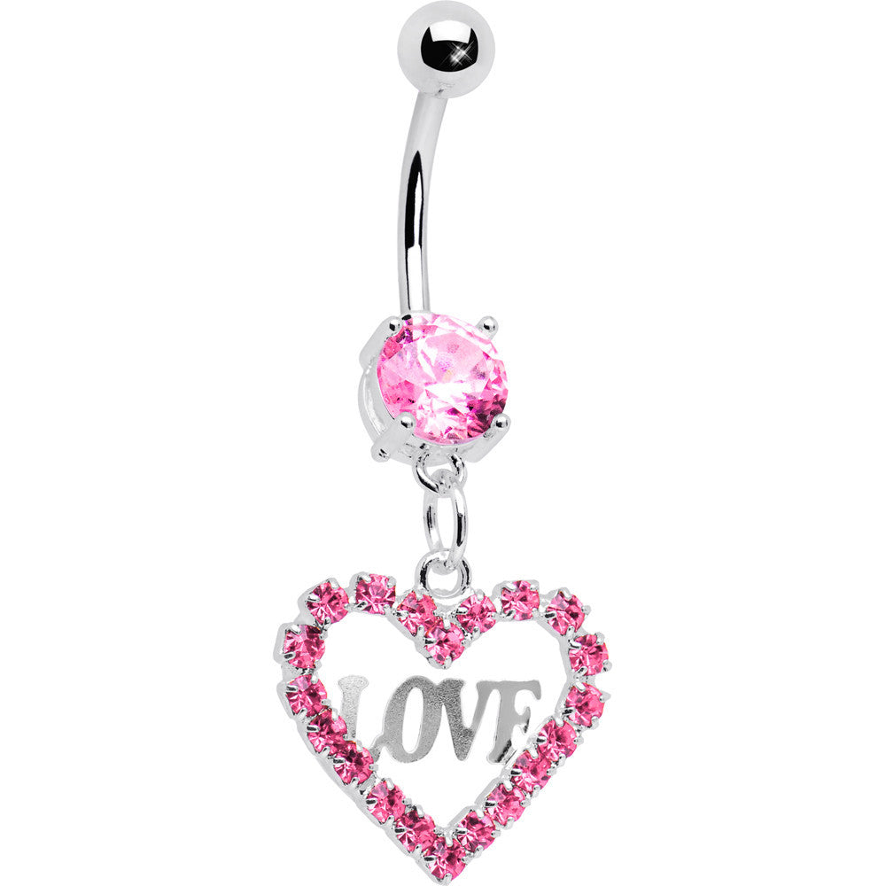 Precious Pink Heart of Love Gem Belly Ring