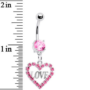 Precious Pink Heart of Love Gem Belly Ring