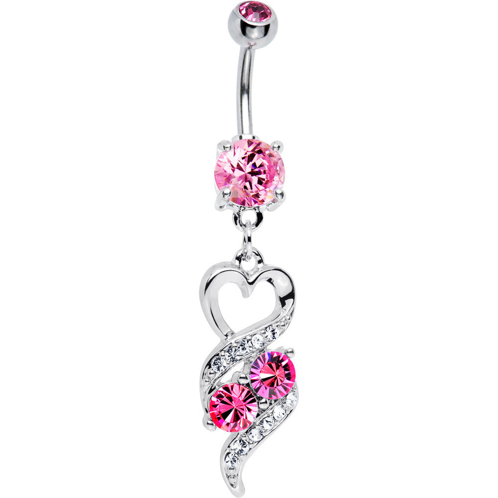 Pink Gem Heart Twist Belly Ring