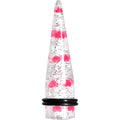 Clear Acrylic Glitter Pink Heart Confetti Taper 8G to 16mm