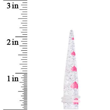 Clear Acrylic Glitter Pink Heart Confetti Taper 8G to 16mm