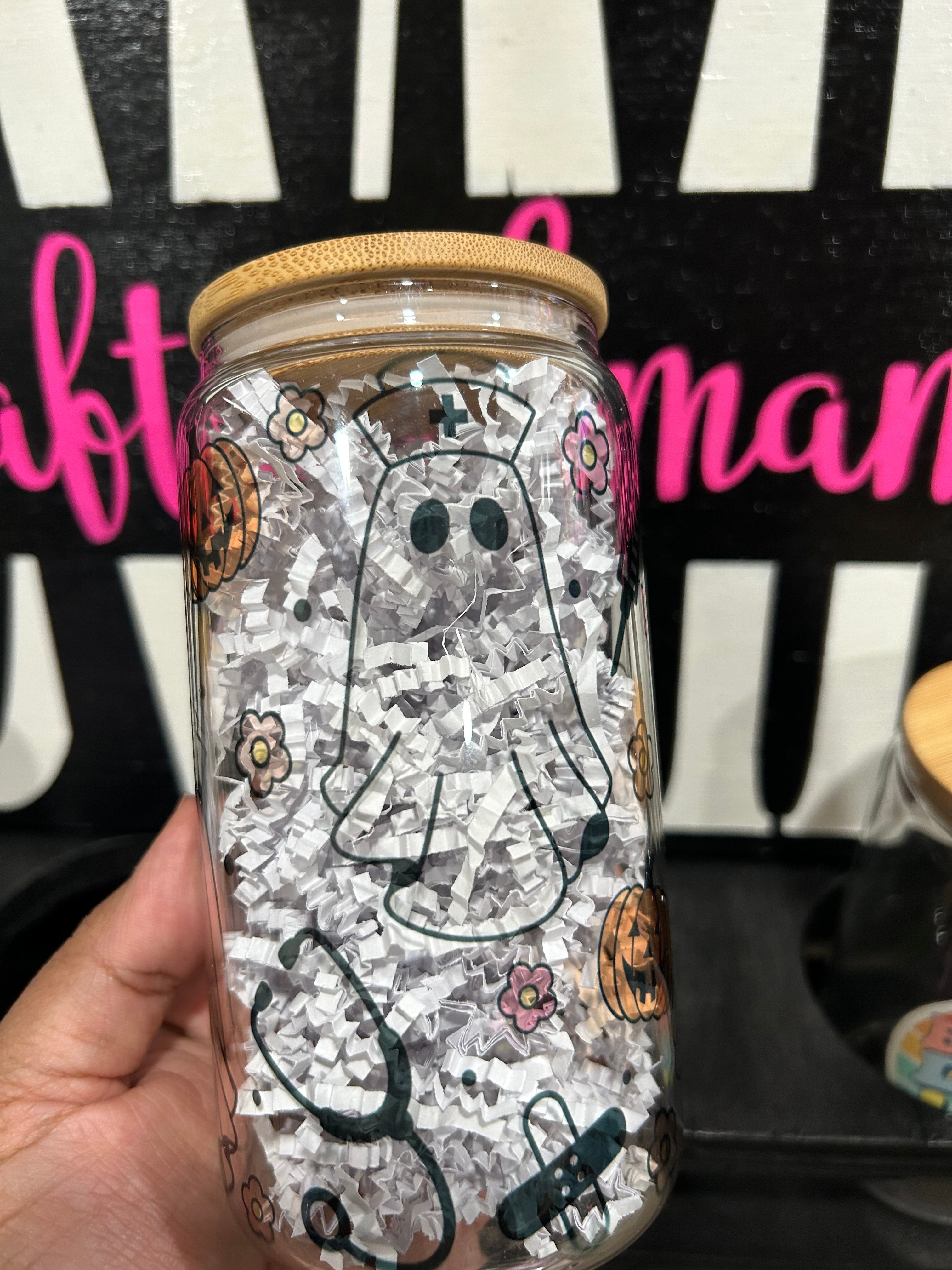 Spooky Nurse 16oz Glass cup