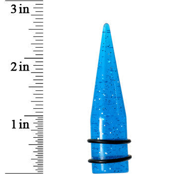 5/8 Blue Acrylic Silver Glitter Taper
