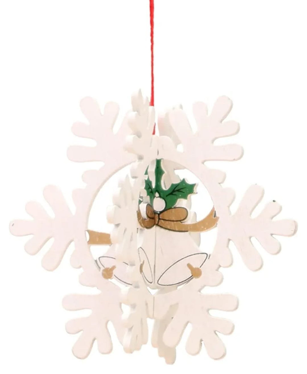 3D Snowflake Christmas Ornaments Hand Painted Wood