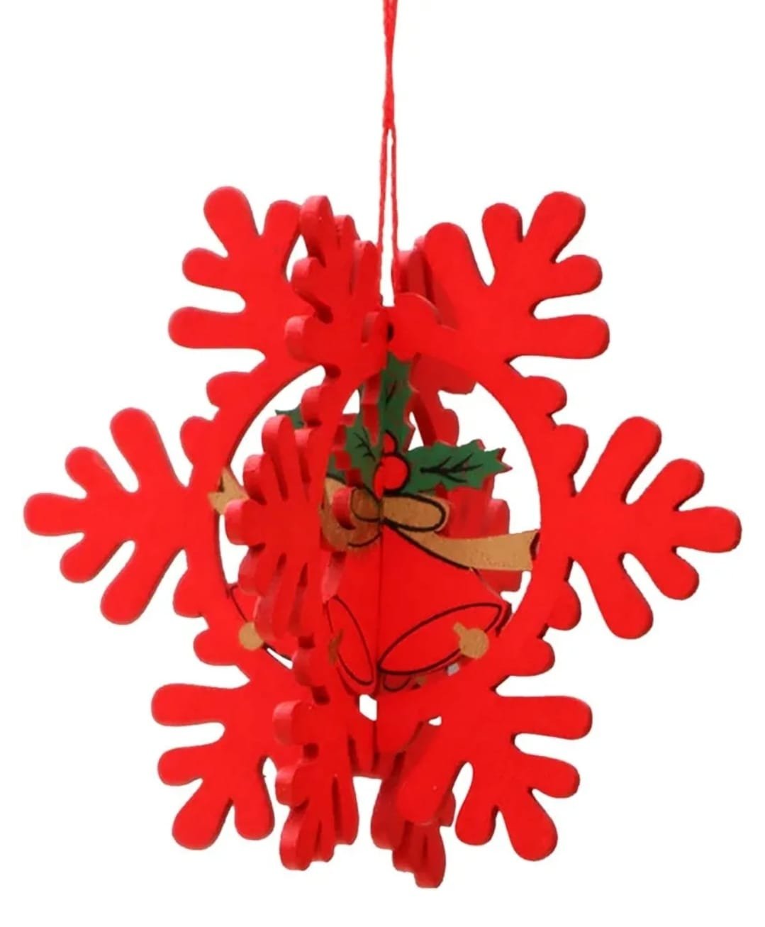 3D Snowflake Christmas Ornaments Hand Painted Wood