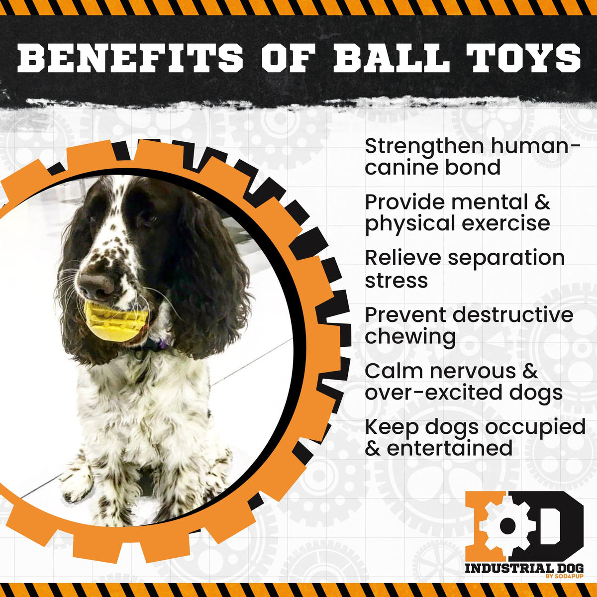 Industrial Dog Ball Rubber Chew Toy for Heavy Chewers | Yellow | USA Made | SodaPup