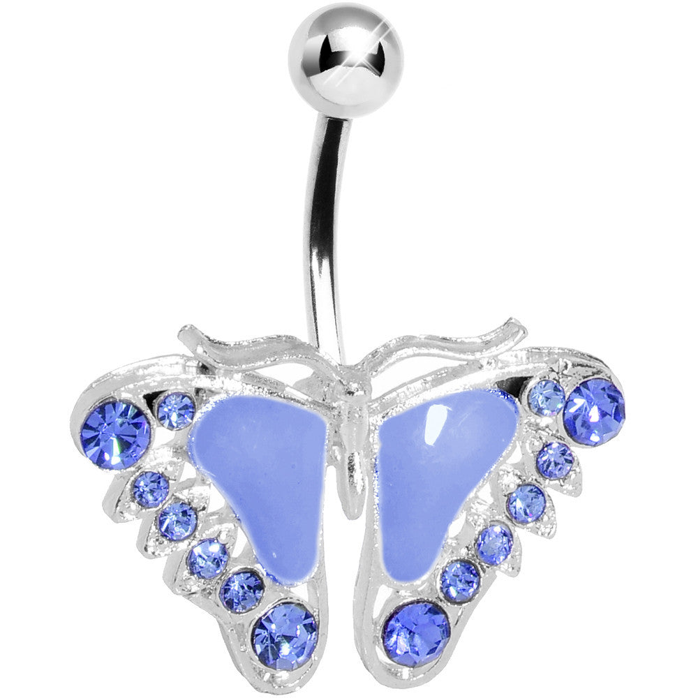 Lilac Gem Lined Wing Butterfly Belly Ring