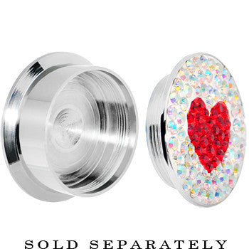 5/8 Stainless Steel Aurora Gem Red Heart Screw Fit Plug