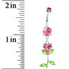 I love Tulips Pink Dazzle Flower Belly Ring
