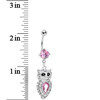 Sparkling Pink Gem Owl Belly Ring