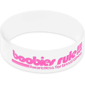 White Pink Pray for Boobies Awareness for Breast Cancer Bracelet