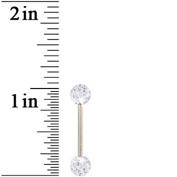 Grade 23 Solid Titanium Clear Glitter Acrylic Barbell Tongue Ring