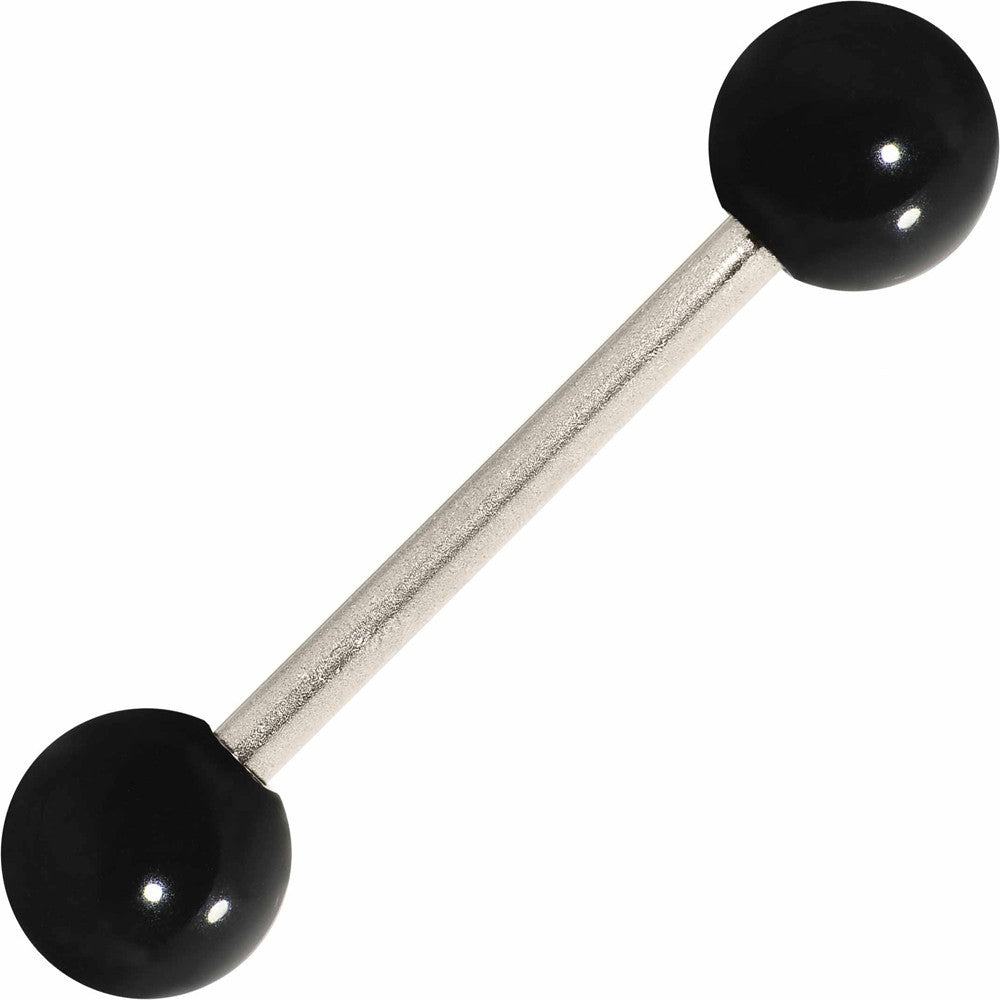 Grade 23 Solid Titanium Flat Black Acrylic Barbell Tongue Ring