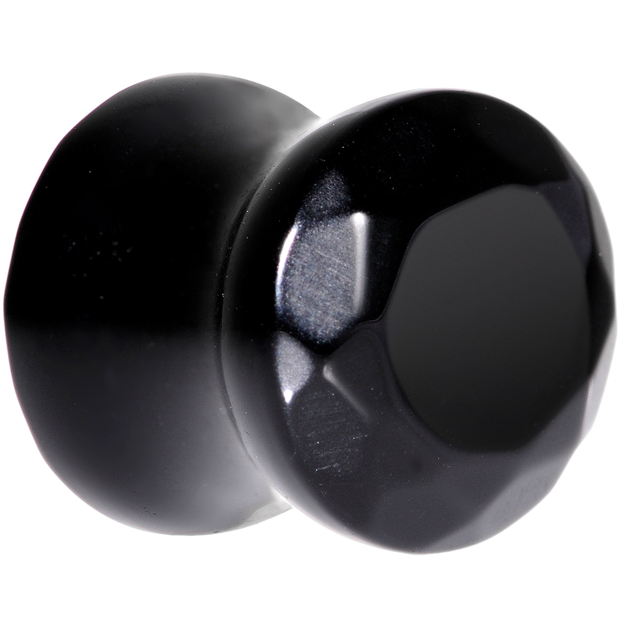 00G Black Agate Semi Precious Stone Saddle Plug Set