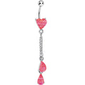 Pink Gem Peachy Heart Drops Belly Ring