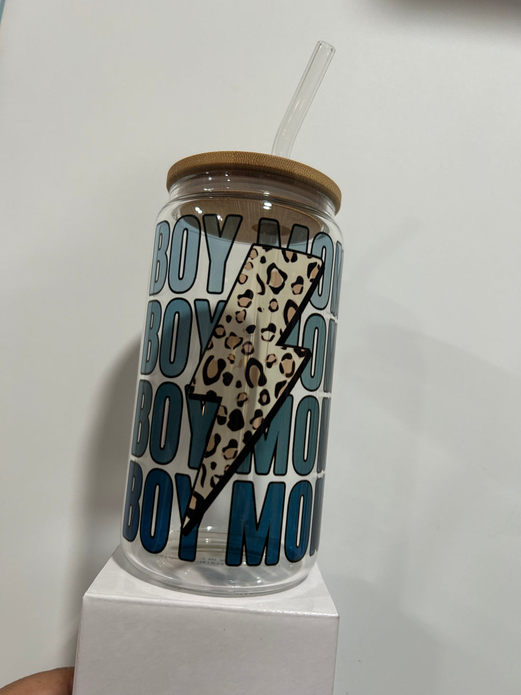 Boy Mom Cheetah bolt 16oz cup