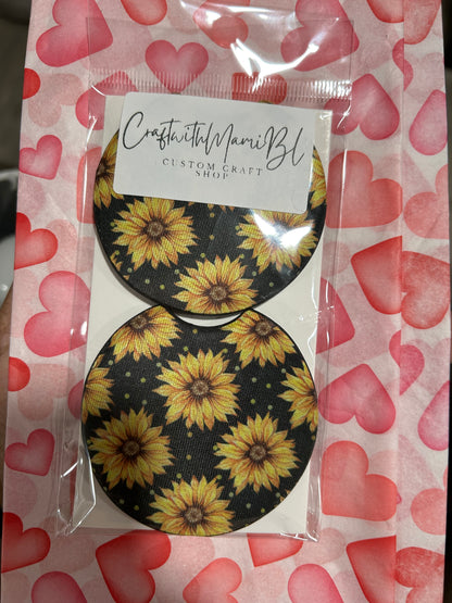 Cutesy Sunflower vibes Car Coasters