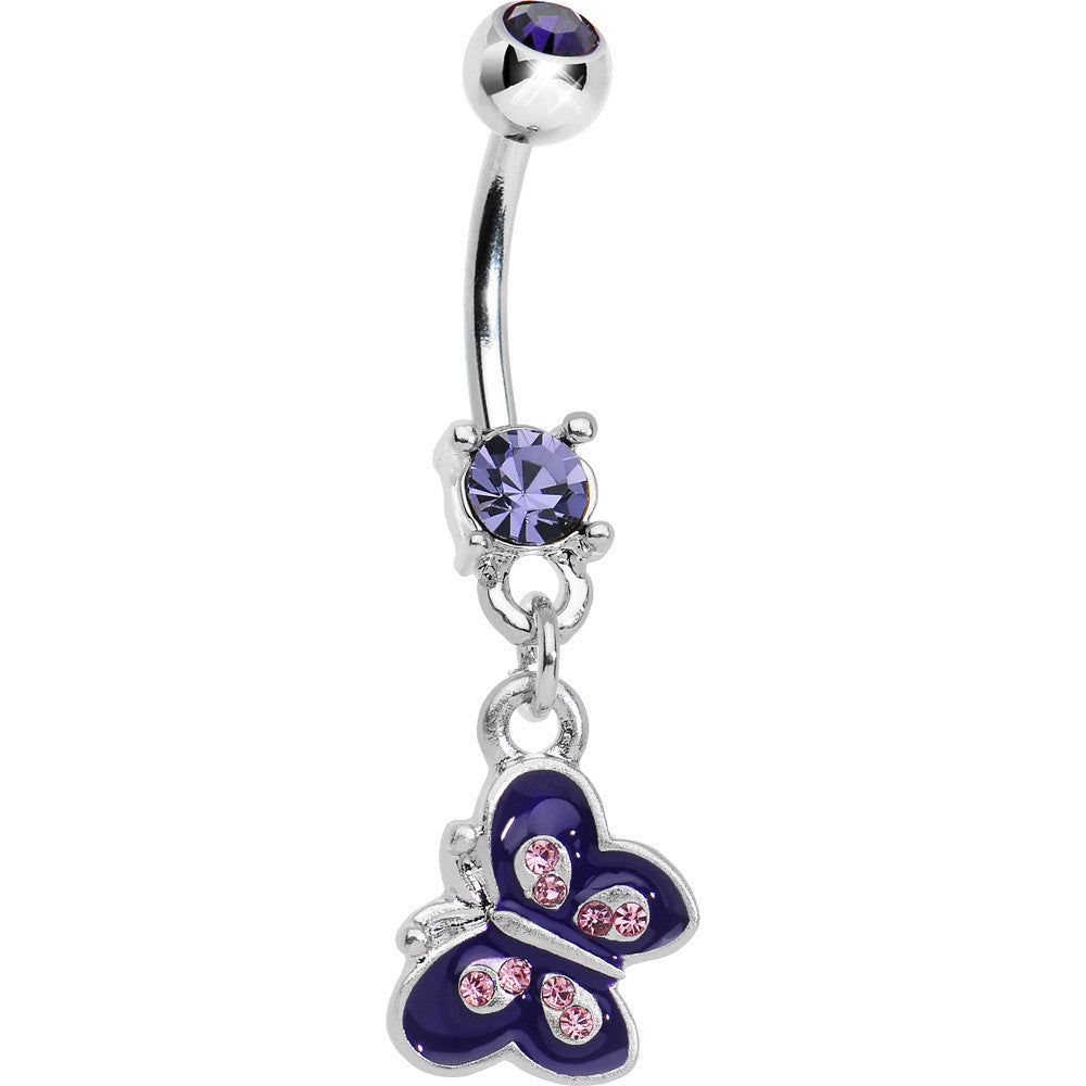 Tanzanite Gem Flight of the Purple Butterfly Dangle Belly Ring