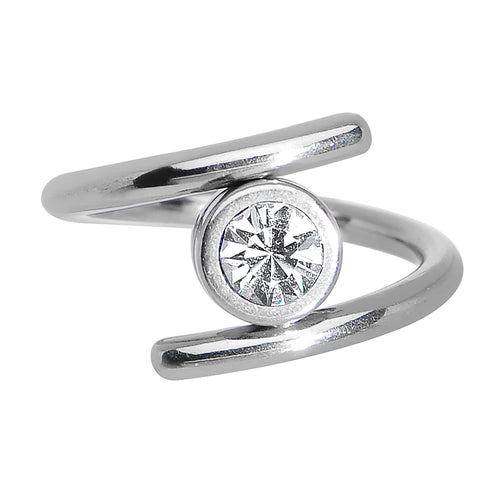 14G 7/16 Clear CZ Gem Coil Twist Belly Ring