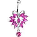 Pink Gem Majestic Big Bug Dangle Belly Ring