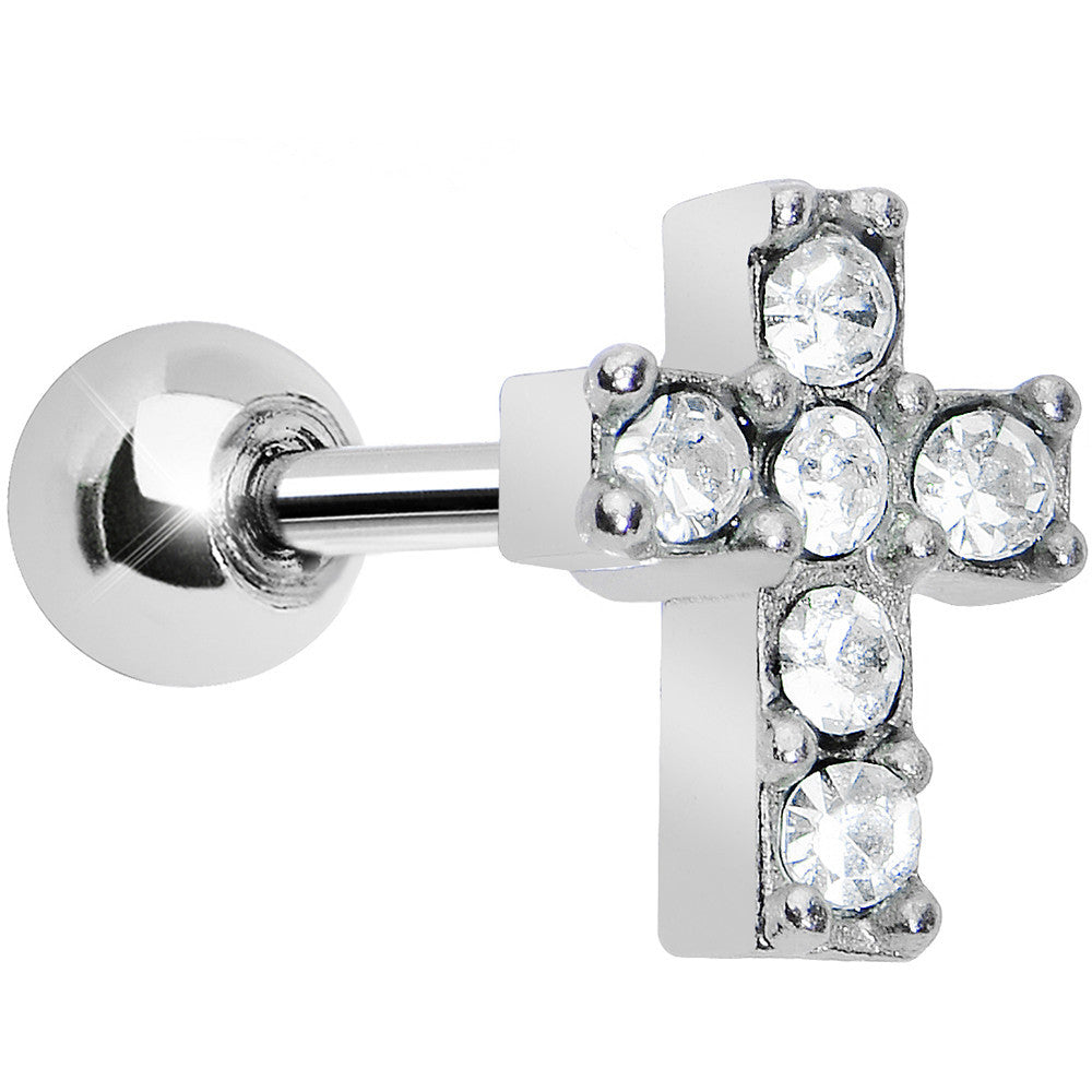 Clear Gem Sparkling Cross Cartilage Tragus Earring