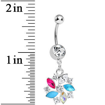 Clear Gem Americana Pinwheel Dangle Belly Ring