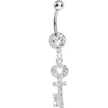 Clear Gem Key to God's Love Dangle Belly Ring